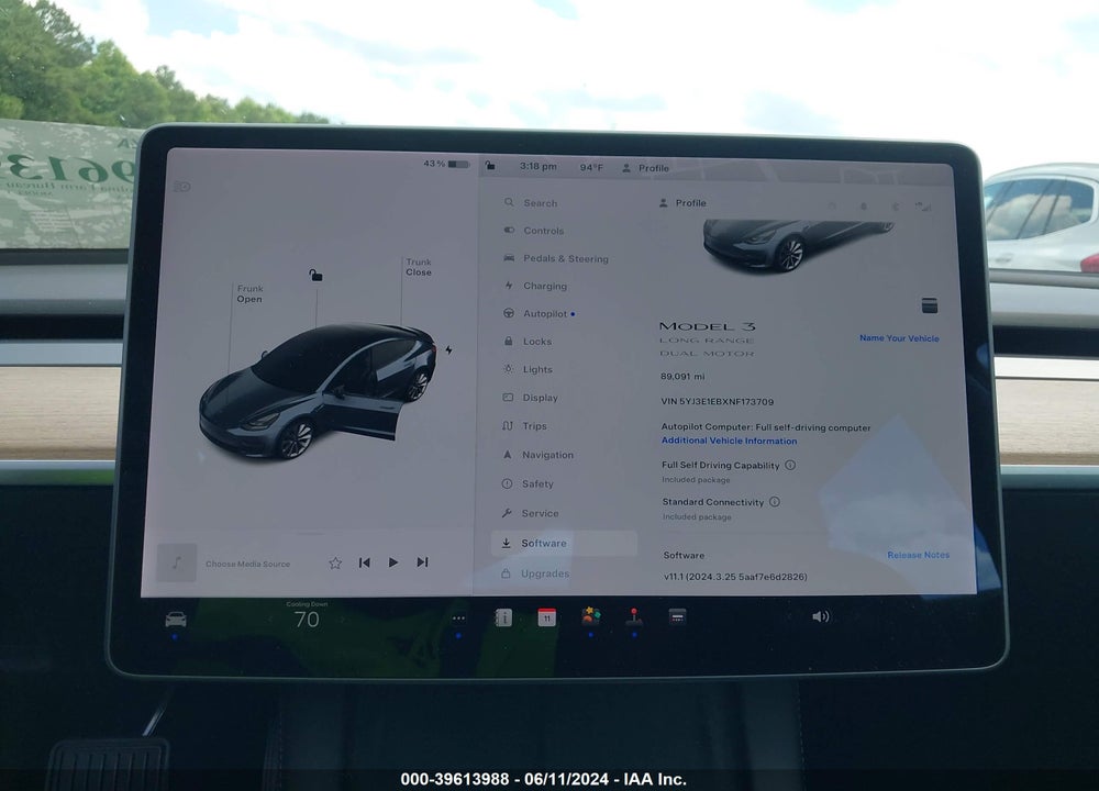 2022 TESLA MODEL 3 LONG RANGE DUAL MOTOR ALL-WHEEL DRIVE VIN: 5YJ3E1EBXNF173709