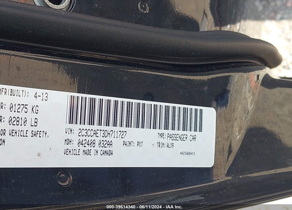 2013 CHRYSLER 300C VIN: 2C3CCAET3DH711727