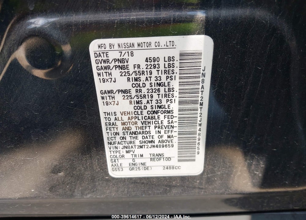 2018 NISSAN ROGUE SL VIN: JN8AT2MT2JW489659