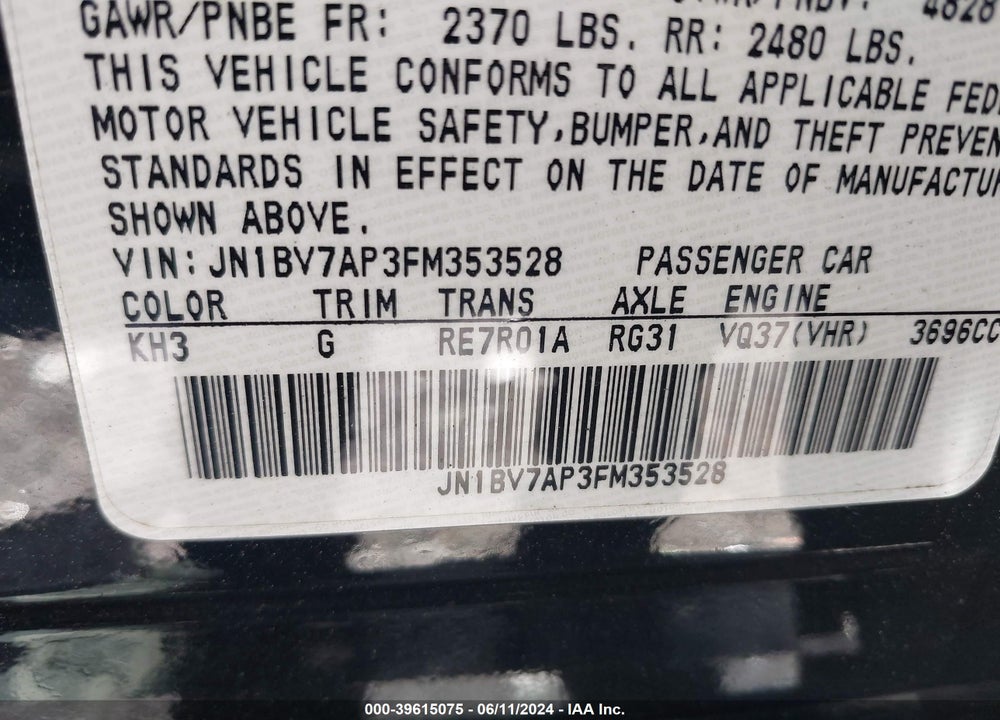 2015 INFINITI Q50 VIN: JN1BV7AP3FM353528