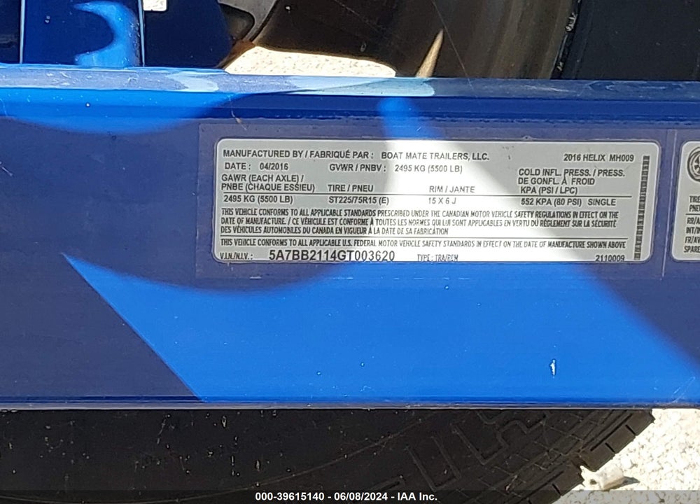 2016 MOOMBA OTHER VIN: ISRMH009D616