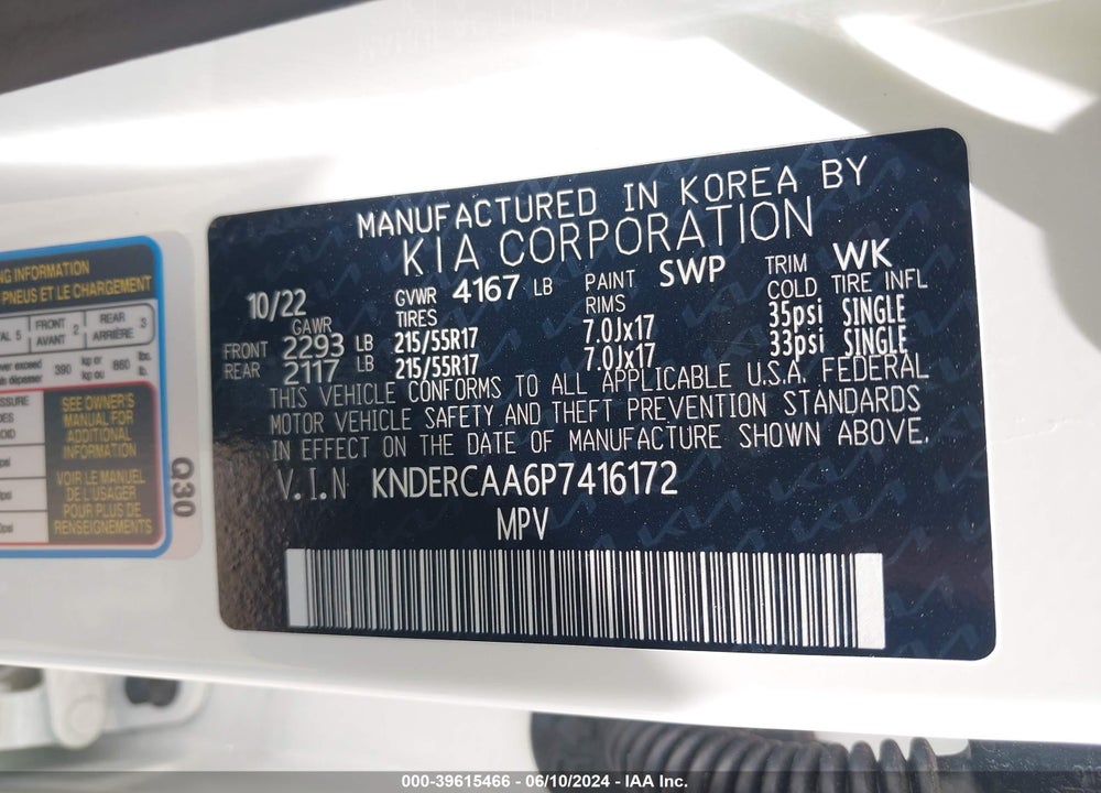2023 KIA SELTOS EX VIN: KNDERCAA6P7416172