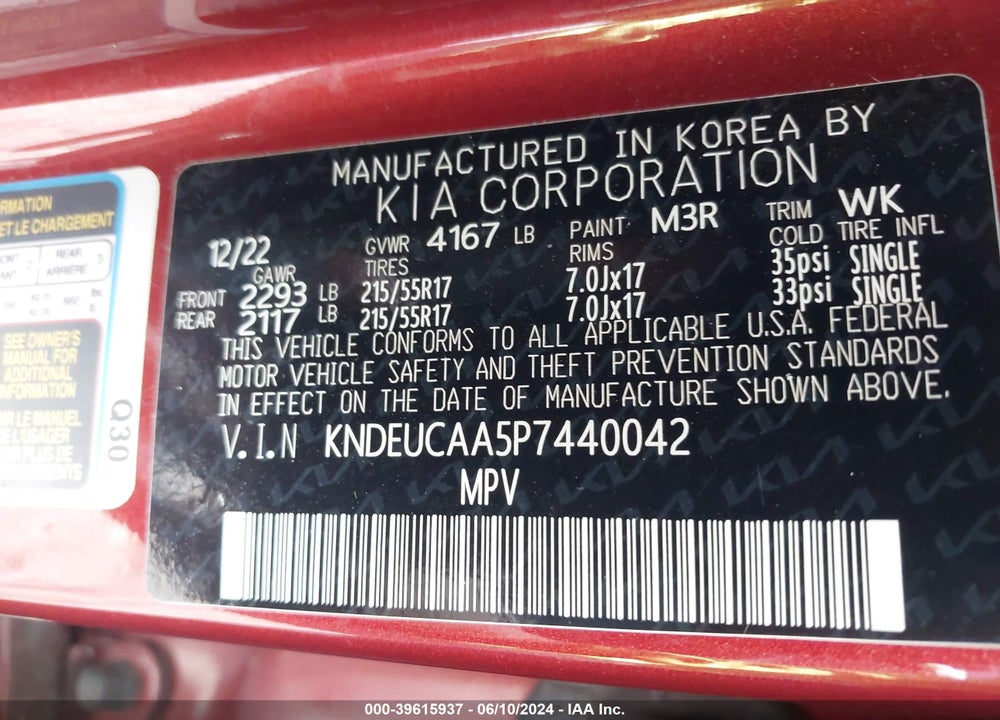 2023 KIA SELTOS S VIN: KNDEUCAA5P7440042