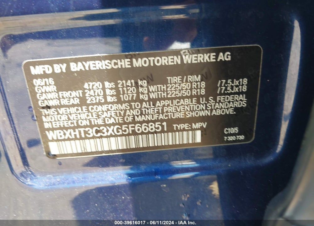 2016 BMW X1 XDRIVE28I VIN: WBXHT3C3XG5F66851