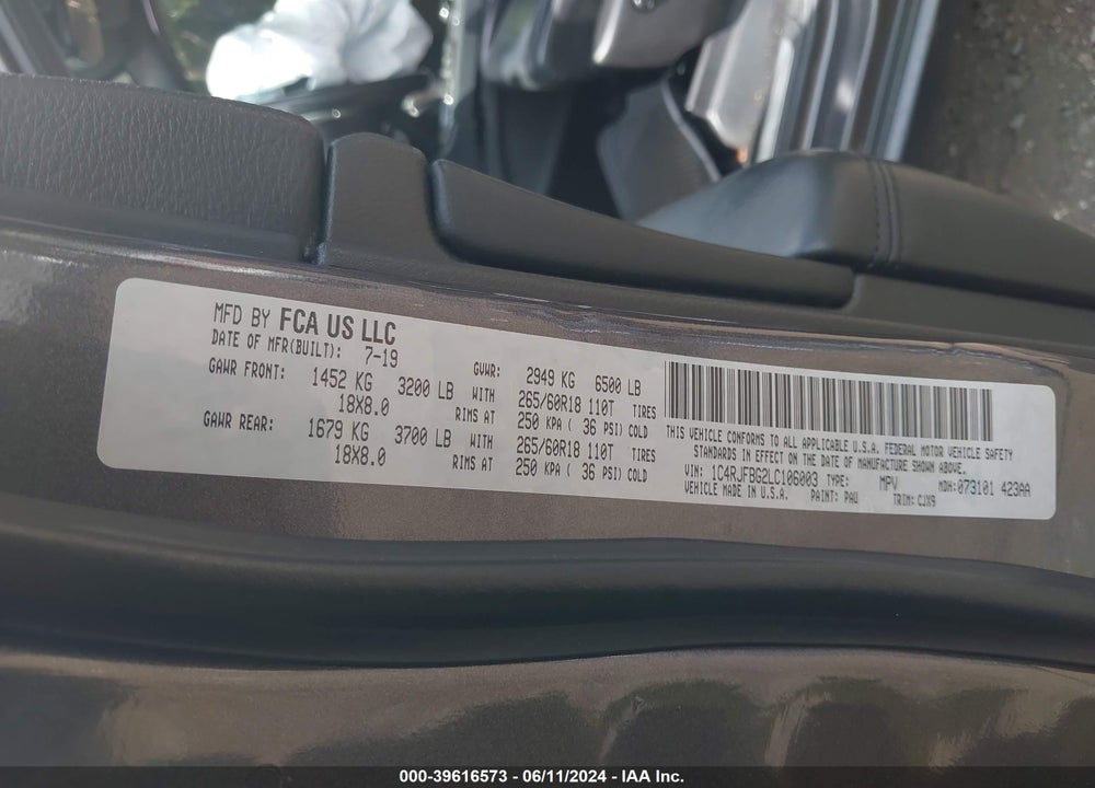 2020 JEEP GRAND CHEROKEE LIMITED 4X4 VIN: 1C4RJFBG2LC106003