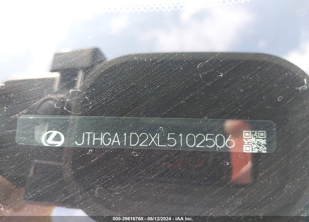 2020 LEXUS IS 300 VIN: JTHGA1D2XL5102506