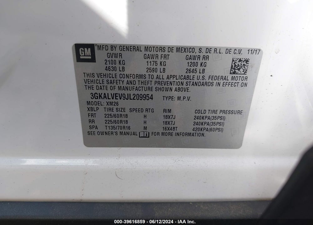 2018 GMC TERRAIN SLT VIN: 3GKALVEV9JL209954