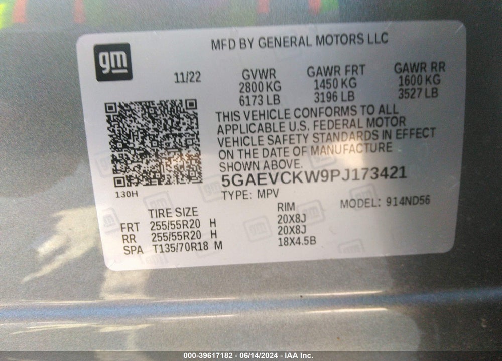 2023 BUICK ENCLAVE AVENIR AWD VIN: 5GAEVCKW9PJ173421
