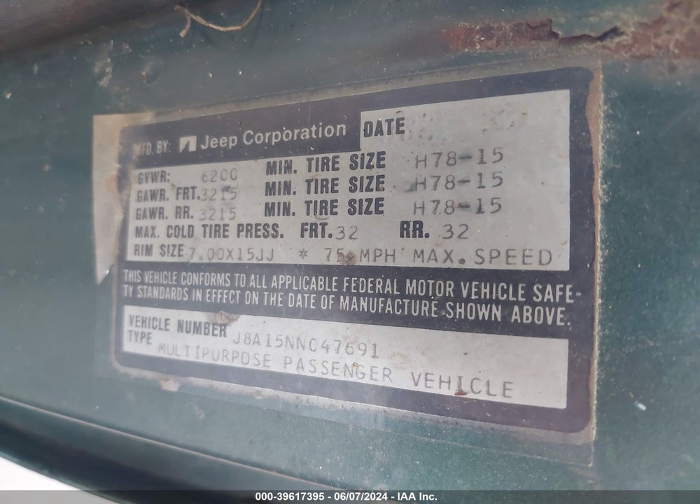 1970 JEEP WAGONNEER VIN: J8A15NN047691