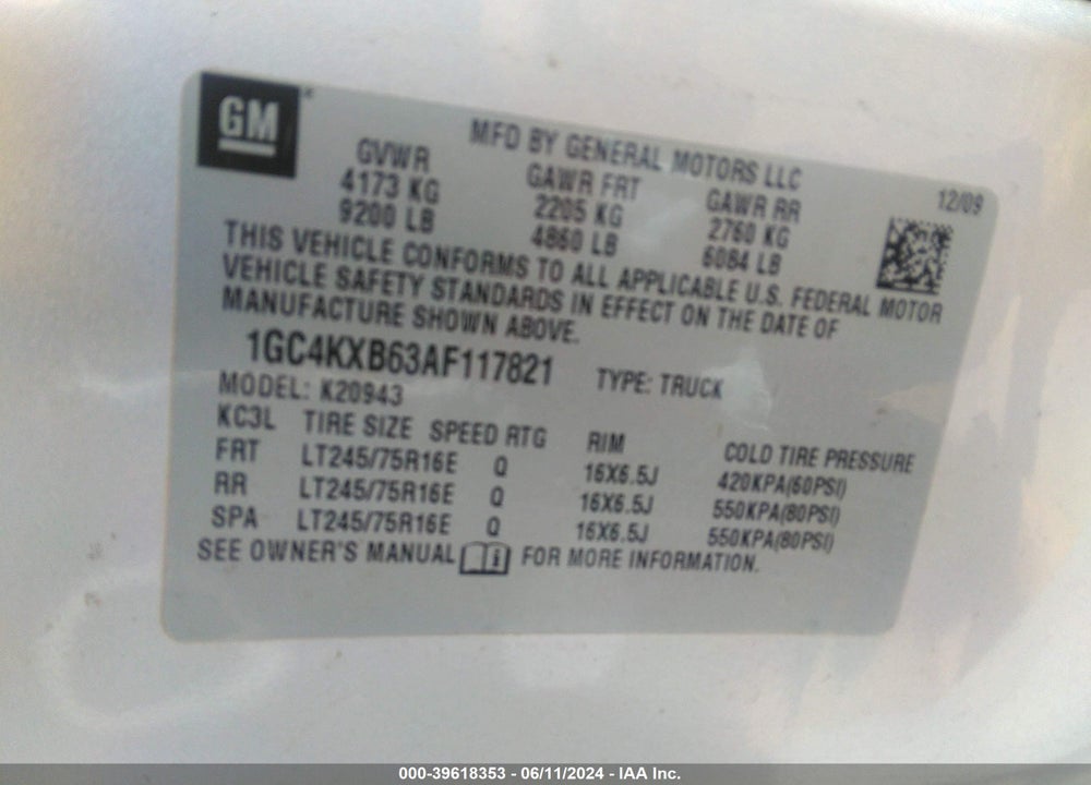 2010 CHEVROLET SILVERADO 2500HD LT VIN: 1GC4KXB63AF117821