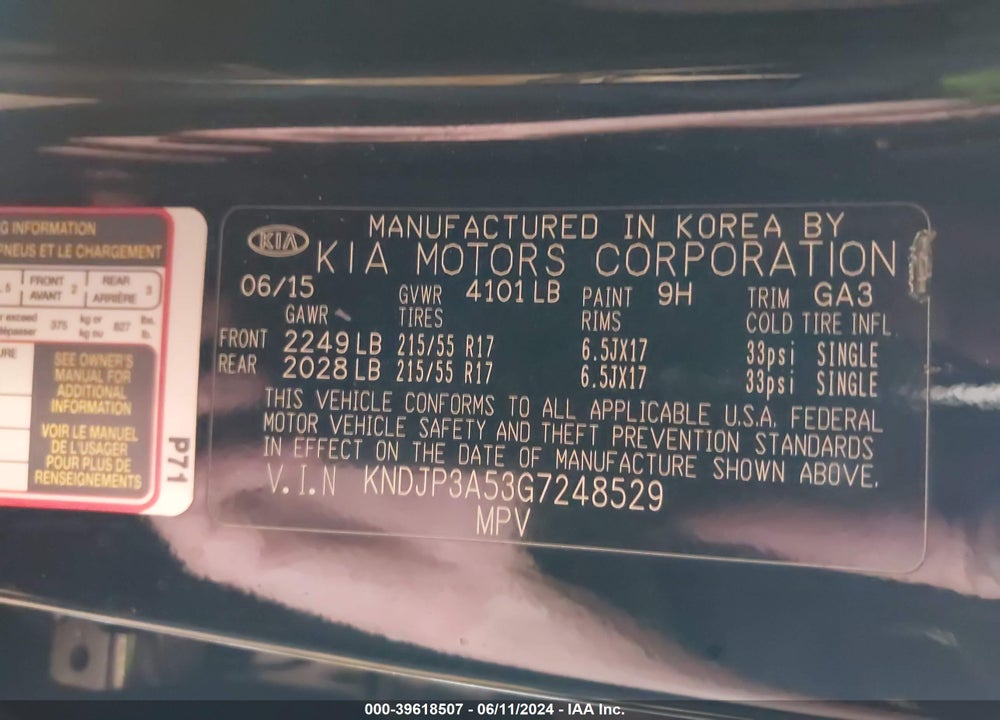 2016 KIA SOUL VIN: KNDJP3A53G7248529