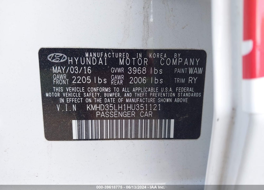 2017 HYUNDAI ELANTRA GT VIN: KMHD35LH1HU351121