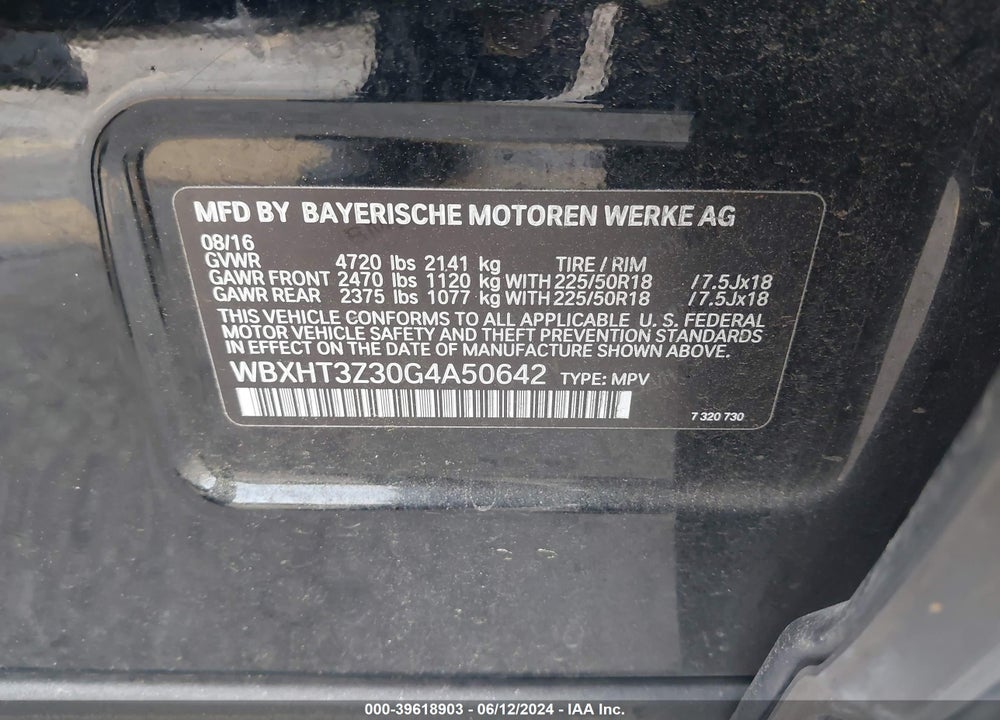 2016 BMW X1 XDRIVE28I VIN: WBXHT3Z30G4A50642