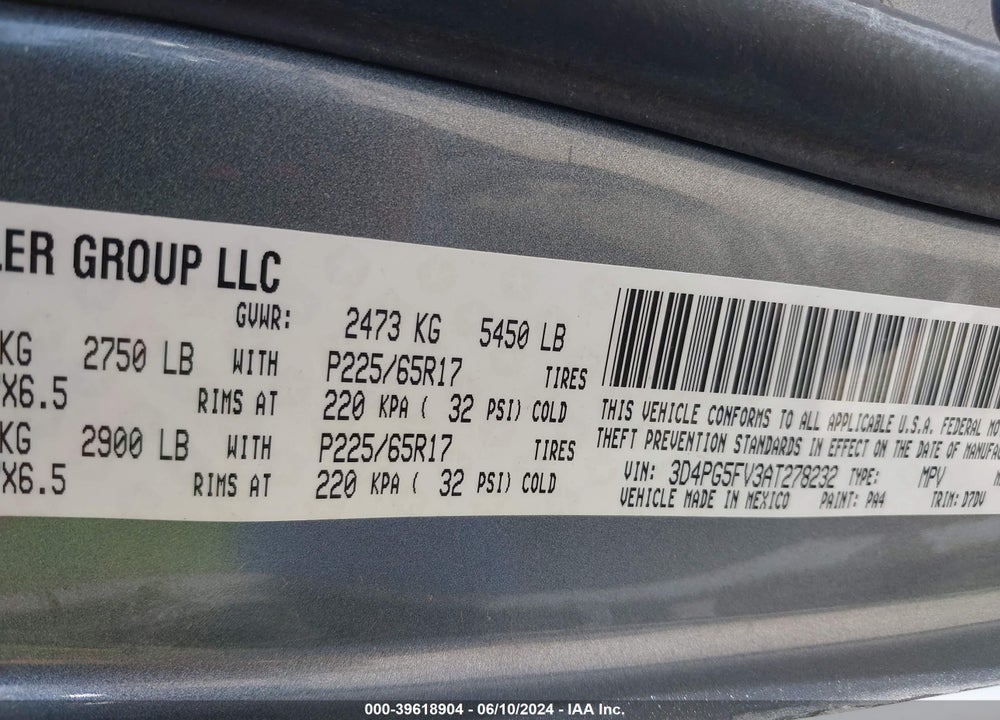2010 DODGE JOURNEY SXT VIN: 3D4PG5FV3AT278232