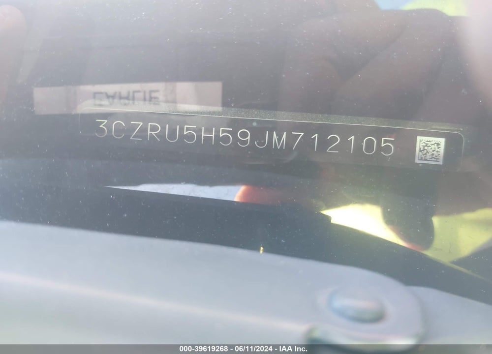 2018 HONDA HR-V EX VIN: 3CZRU5H59JM712105