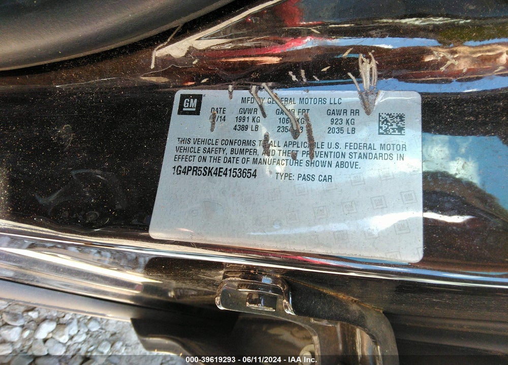 2014 BUICK VERANO CONVENIENCE GROUP VIN: 1G4PR5SK4E4153654
