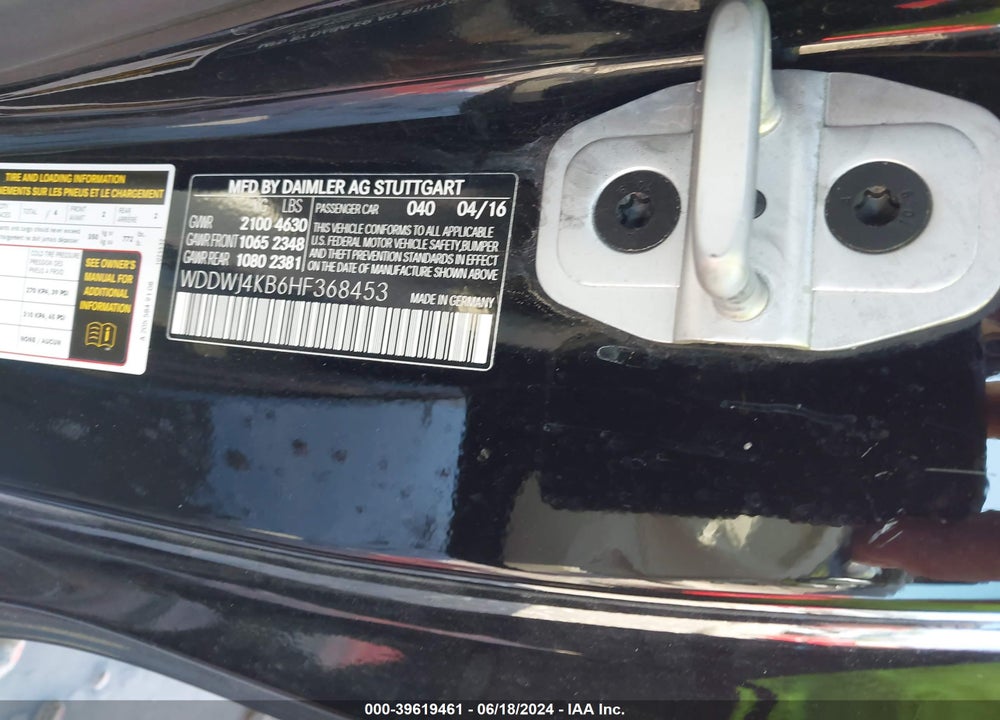2017 MERCEDES-BENZ C 300 4MATIC VIN: WDDWJ4KB6HF368453