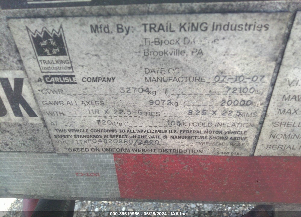 2008 TRAIL KING --- VIN: 1TKP048208B072420