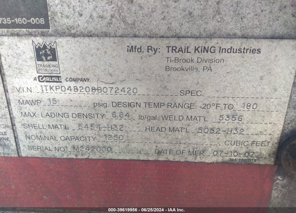 2008 TRAIL KING --- VIN: 1TKP048208B072420
