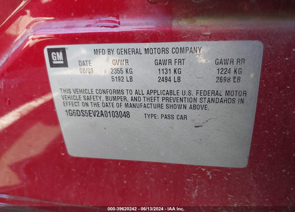 2010 CADILLAC CTS PREMIUM VIN: 1G6DS5EV2A0103048