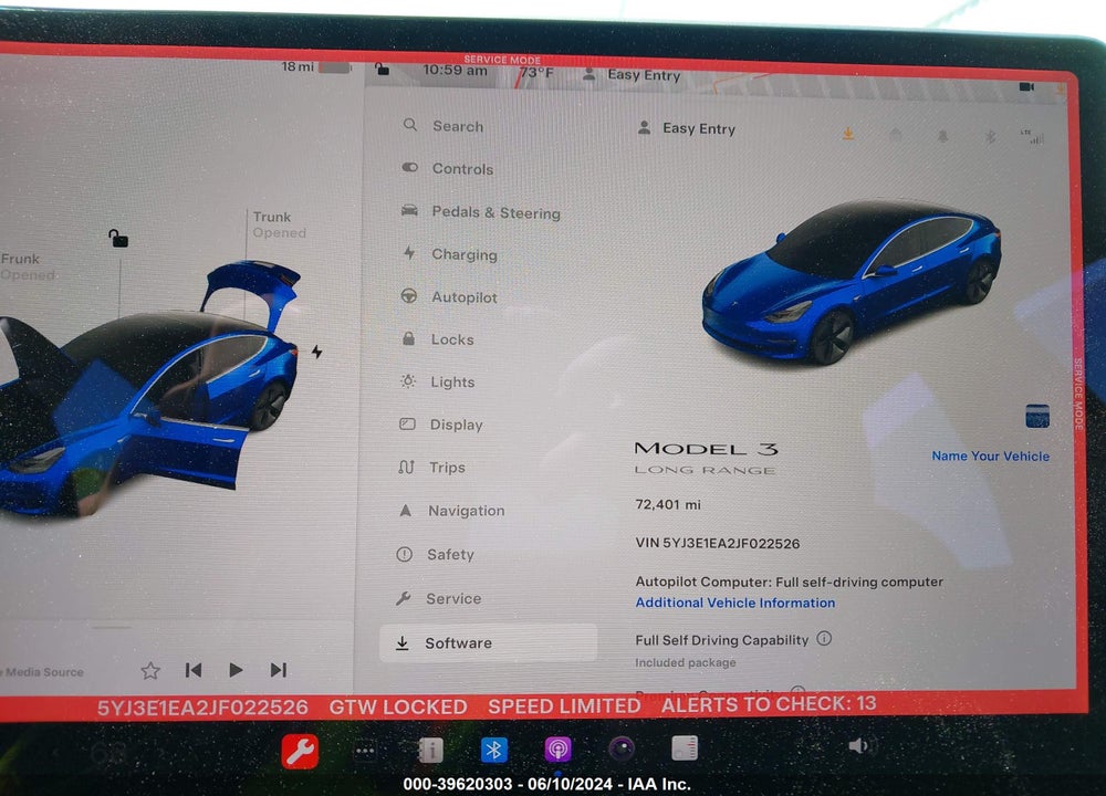 2018 TESLA MODEL 3 LONG RANGE/MID RANGE VIN: 5YJ3E1EA2JF022526