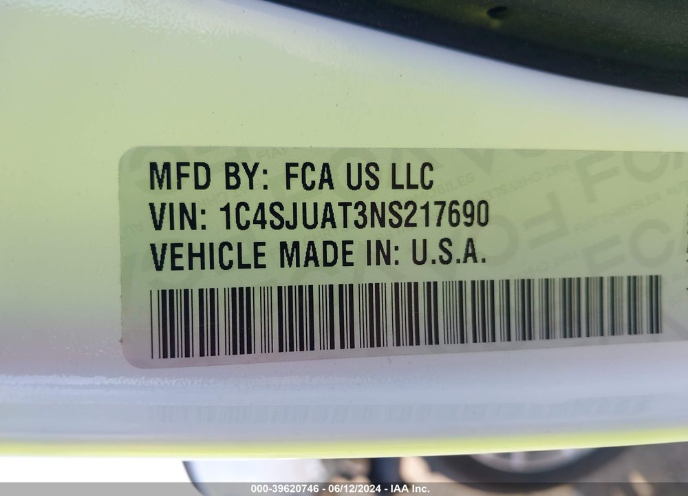 2022 JEEP WAGONEER SERIES I 4X2 VIN: 1C4SJUAT3NS217690
