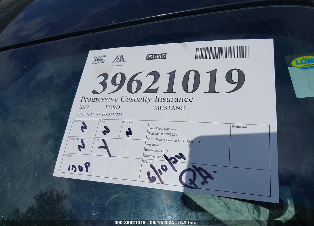 2019 FORD MUSTANG ECOBOOST VIN: 1FA6P8TH3K5141274