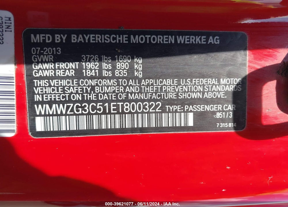 2014 MINI CLUBMAN COOPER S VIN: WMWZG3C51ET800322