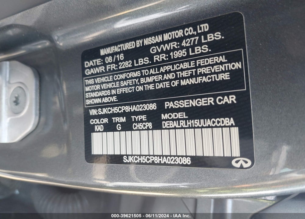 2017 INFINITI QX30 PREMIUM VIN: SJKCH5CP8HA023086
