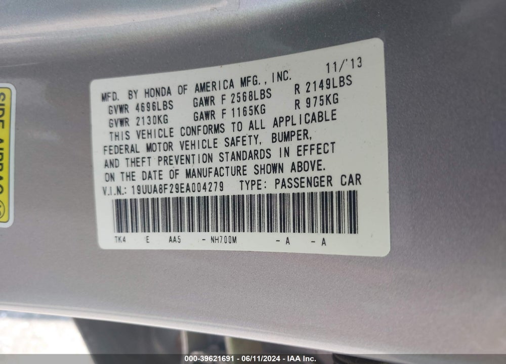 2014 ACURA TL 3.5 VIN: 19UUA8F29EA004279