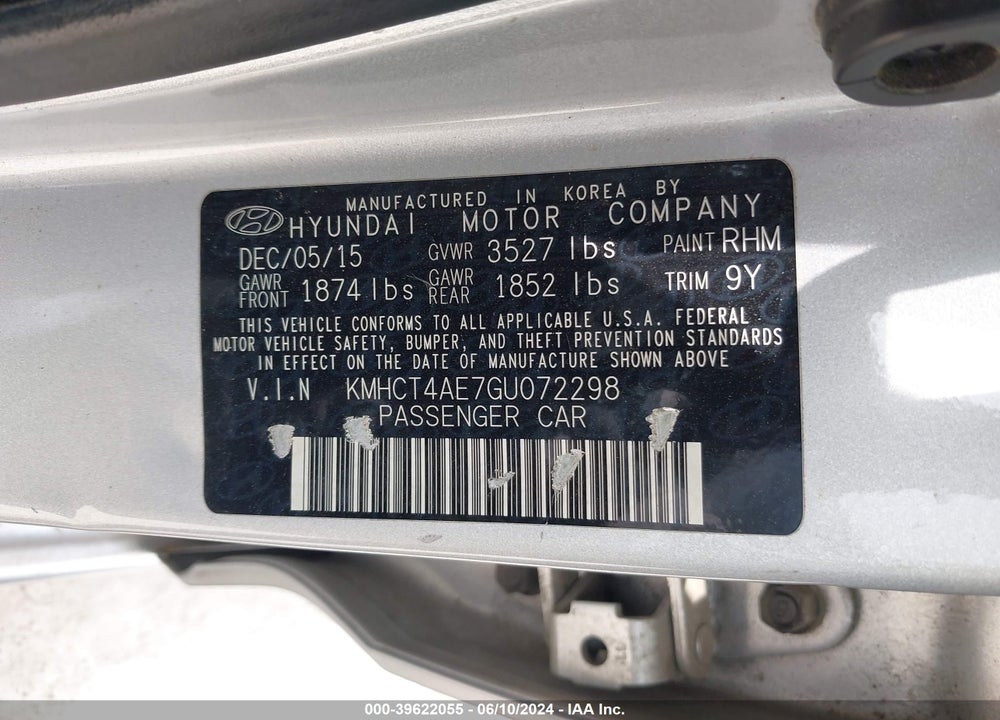 2016 HYUNDAI ACCENT SE VIN: KMHCT4AE7GU072298