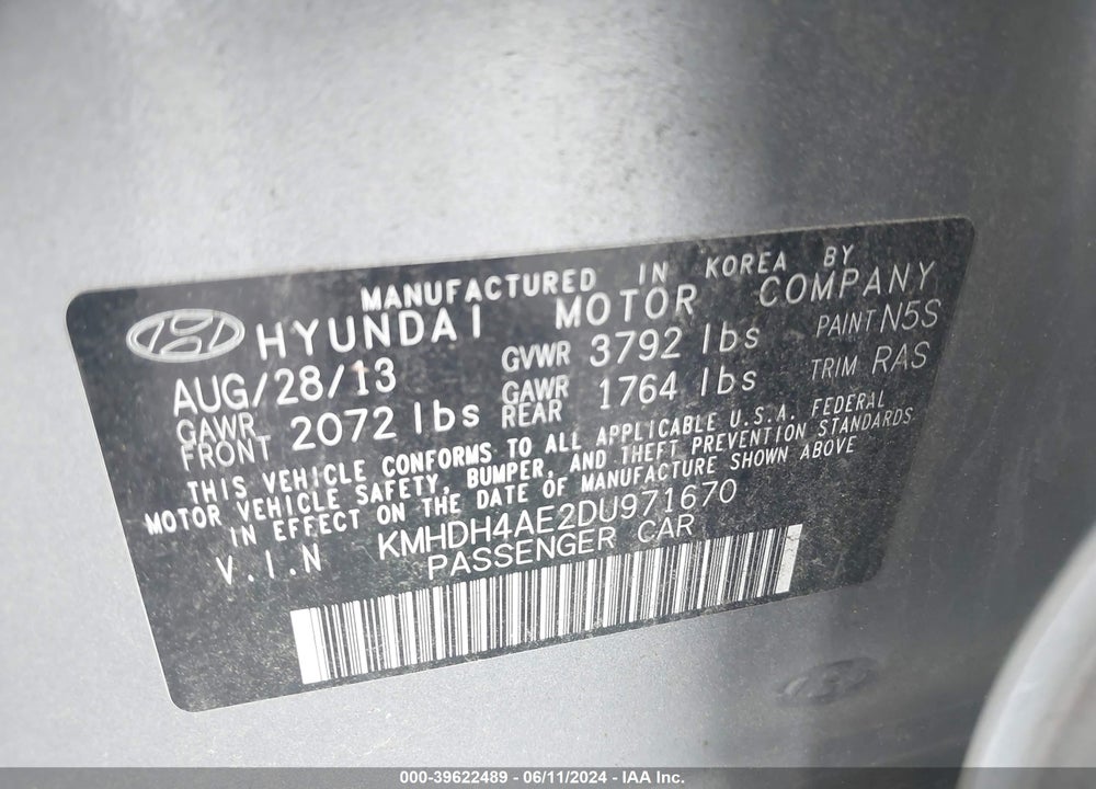2013 HYUNDAI ELANTRA GLS VIN: KMHDH4AE2DU971670