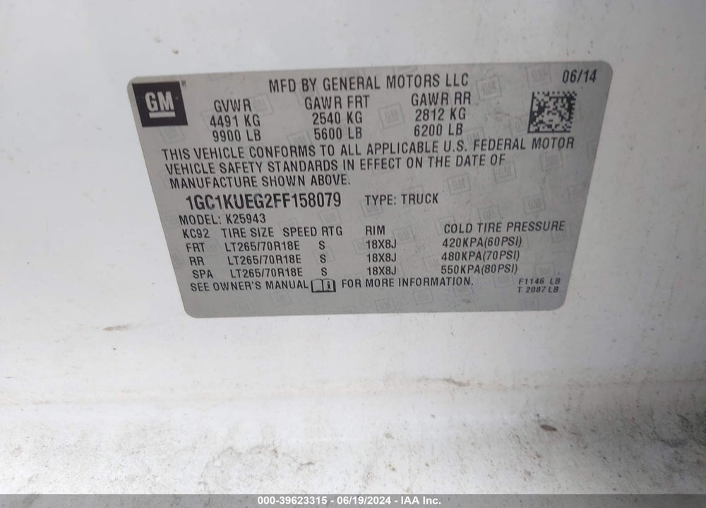 2015 CHEVROLET SILVERADO 2500HD VIN: 1GC1KUEG2FF158079
