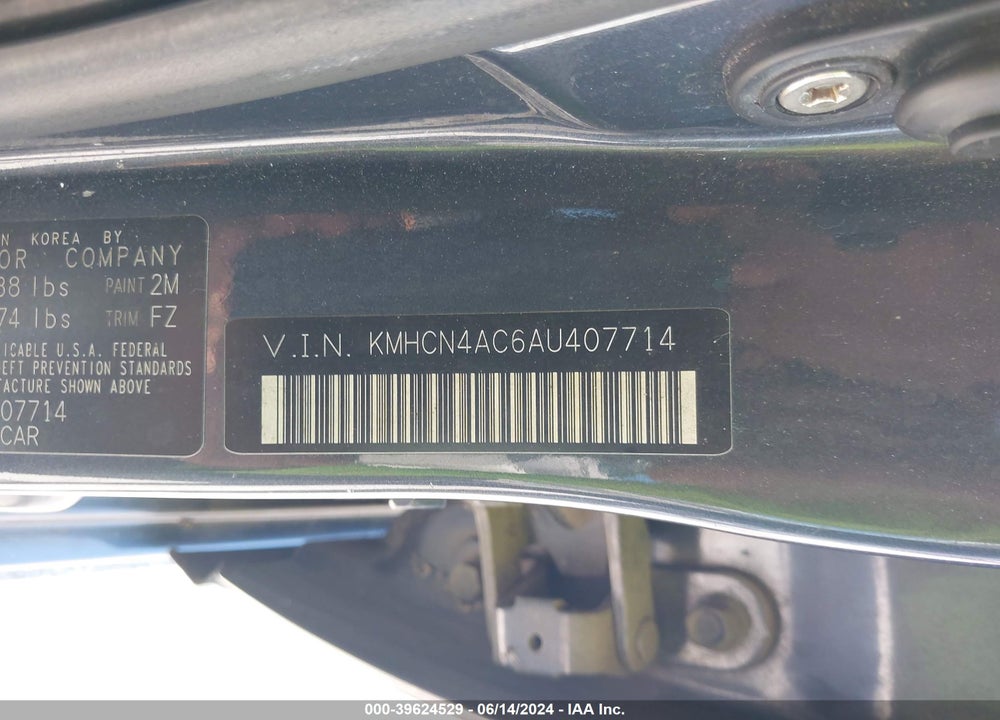 2010 HYUNDAI ACCENT GLS VIN: KMHCN4AC6AU407714