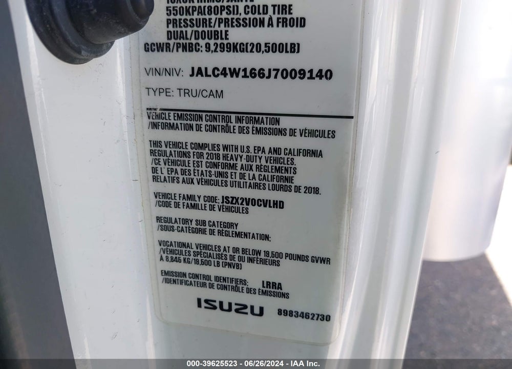 2018 ISUZU NPR HD VIN: JALC4W166J7009140