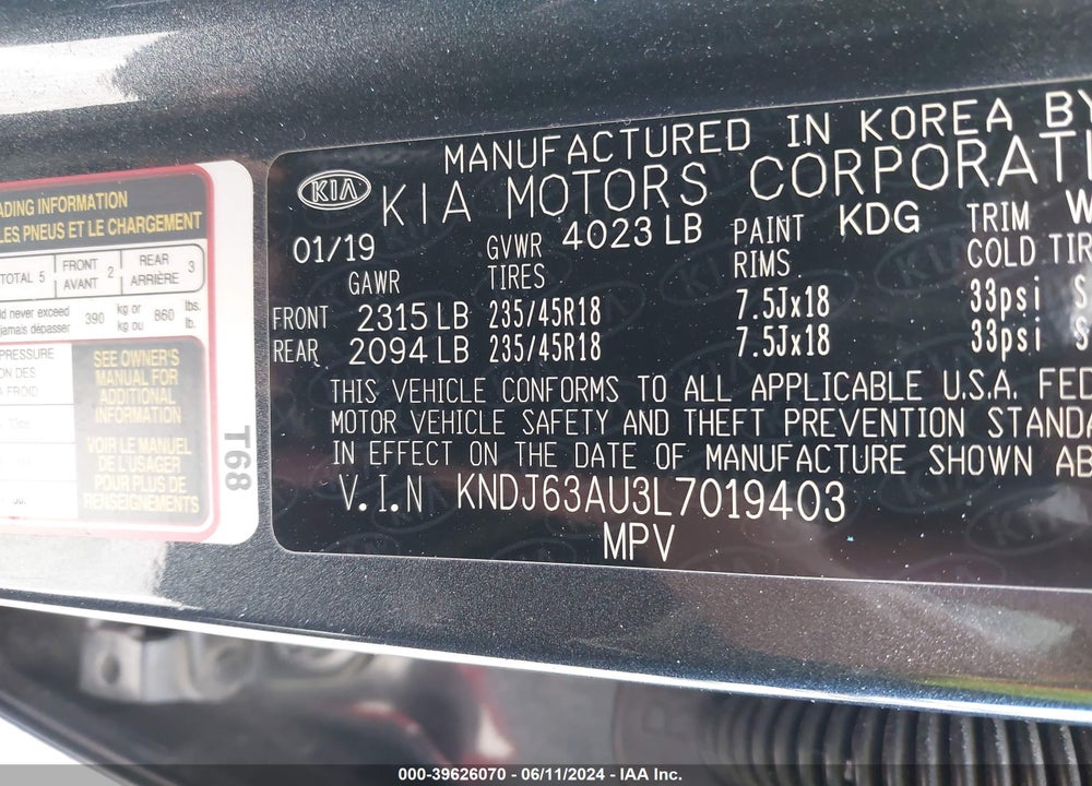 2020 KIA SOUL GT LINE VIN: KNDJ63AU3L7019403
