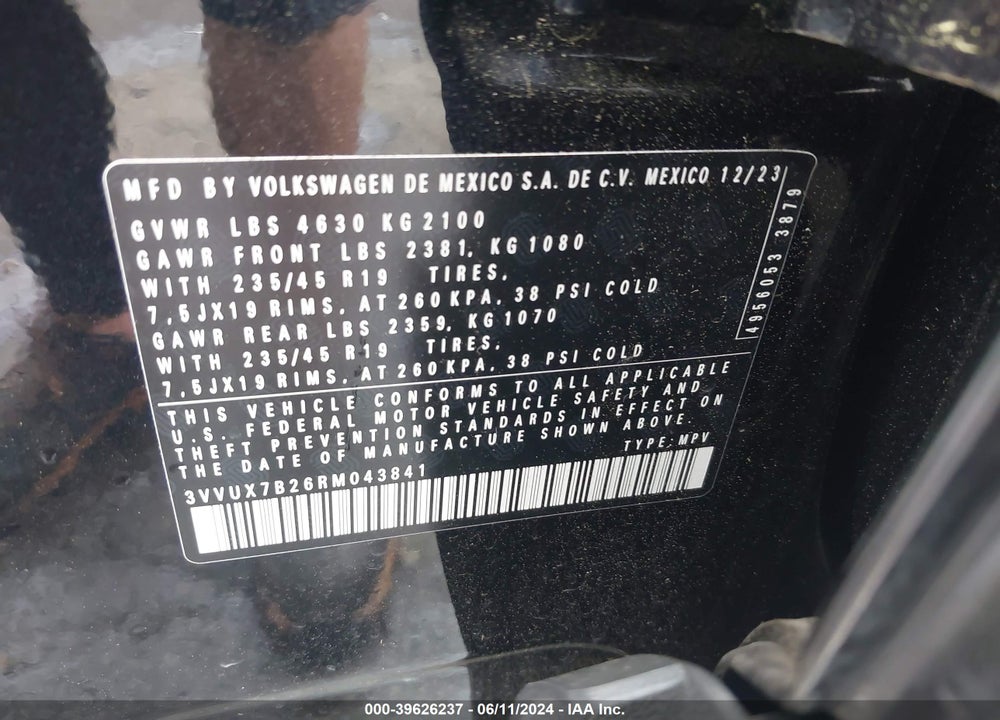 2024 VOLKSWAGEN TAOS 1.5T SE VIN: 3VVUX7B26RM043841