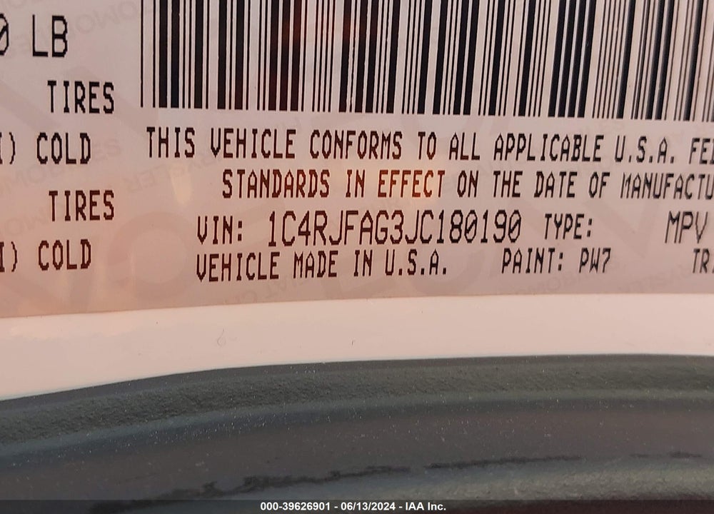 2018 JEEP GRAND CHEROKEE ALTITUDE 4X4 VIN: 1C4RJFAG3JC180190