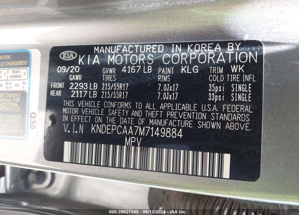 2021 KIA SELTOS LX VIN: KNDEPCAA7M7149884