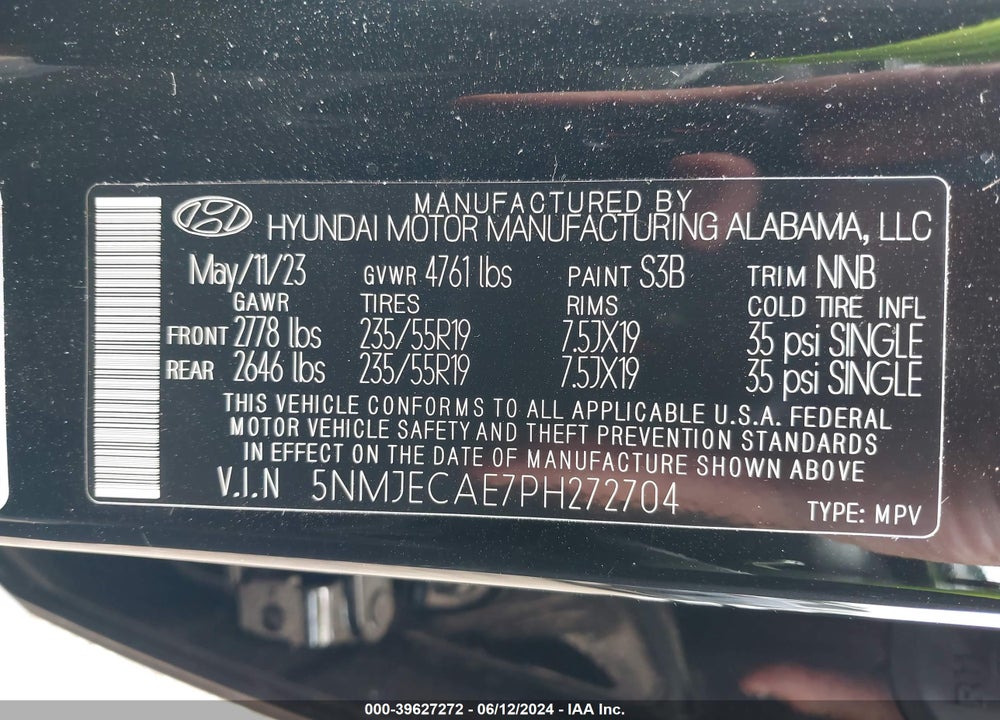2023 HYUNDAI TUCSON LIMITED VIN: 5NMJECAE7PH272704