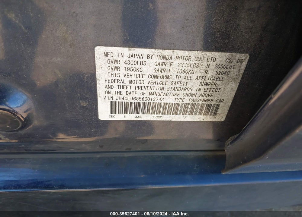 2006 ACURA TSX VIN: JH4CL96856C013743