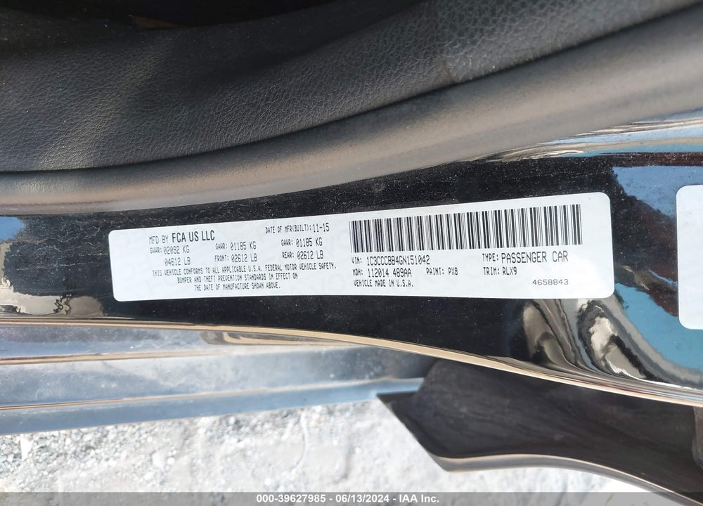 2016 CHRYSLER 200 S VIN: 1C3CCCBB4GN151042