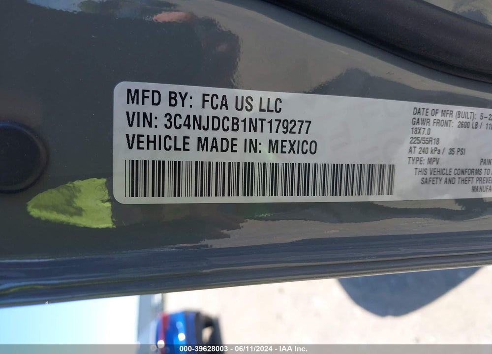 2022 JEEP COMPASS LIMITED 4X4 VIN: 3C4NJDCB1NT179277