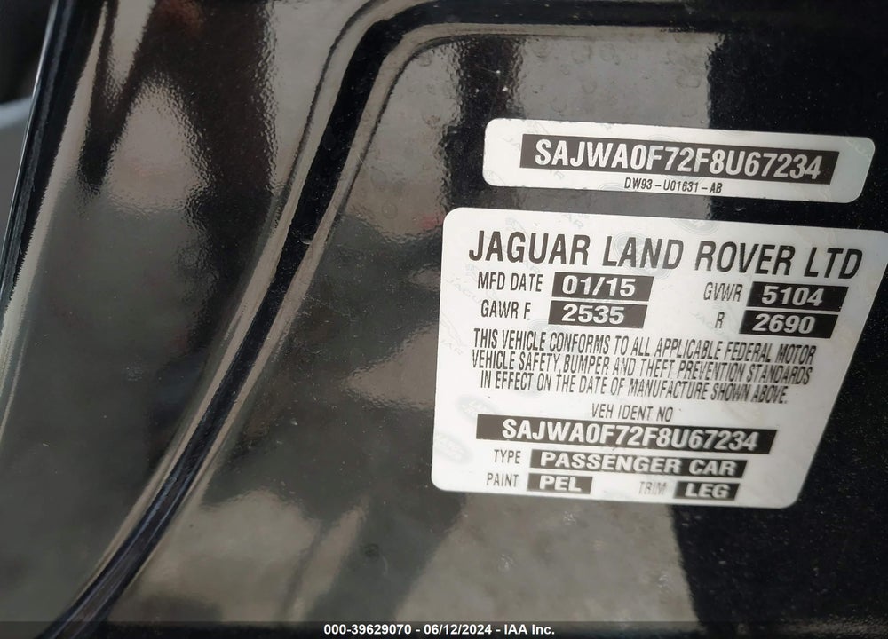 2015 JAGUAR XF 3.0 PORTFOLIO/3.0 SPORT VIN: SAJWA0F72F8U67234