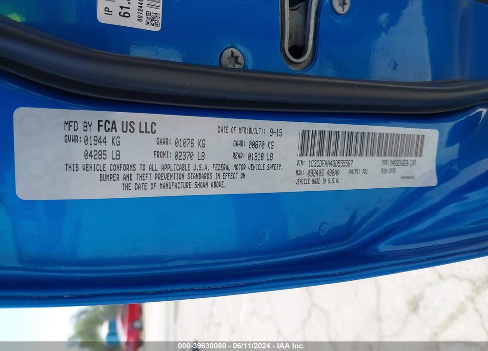 2016 DODGE DART SE VIN: 1C3CDFAA4GD555567