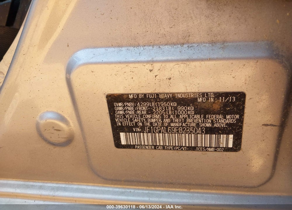 2014 SUBARU IMPREZA 2.0I SPORT PREMIUM VIN: JF1GPAL69E8235043
