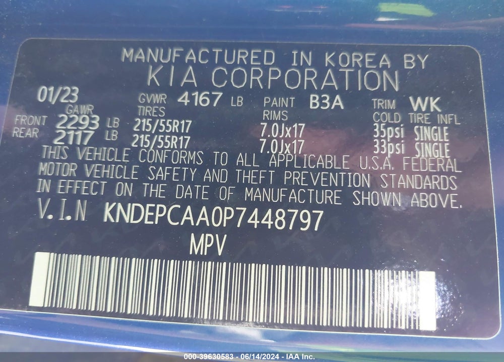 2023 KIA SELTOS LX VIN: KNDEPCAA0P7448797