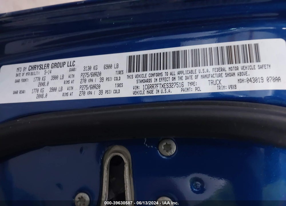 2014 RAM 1500 EXPRESS VIN: 1C6RR7FTXES327516