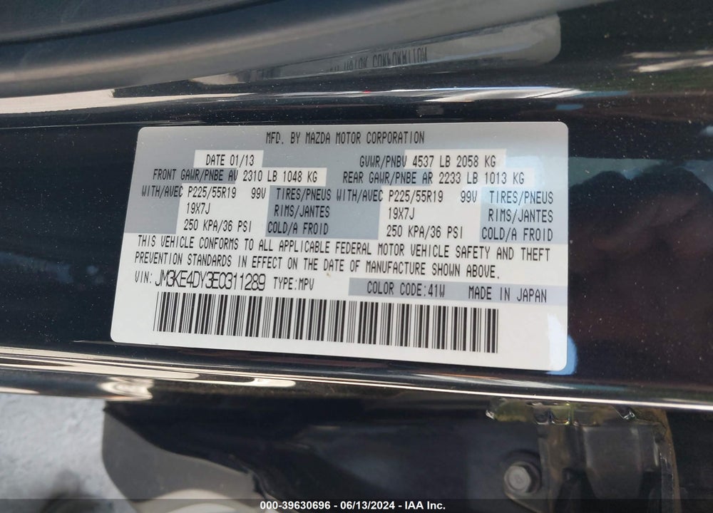 2014 MAZDA CX-5 GRAND TOURING VIN: JM3KE4DY3E0311289