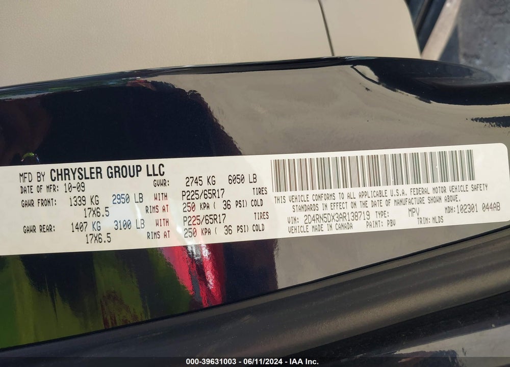 2010 DODGE GRAND CARAVAN SXT VIN: 2D4RN5DX3AR138719